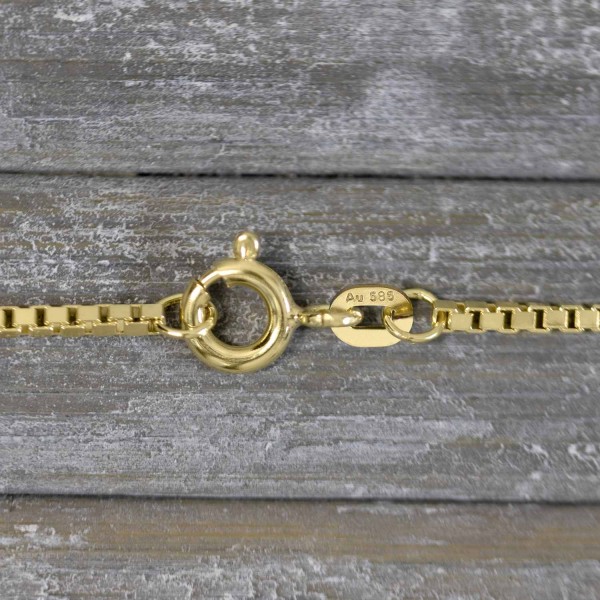 Goldkette als Venezianerkette in Gelbgold 585 / 14K, 80 cm lang, 1,4 mm breit, Gewicht ca. 10.8 g.