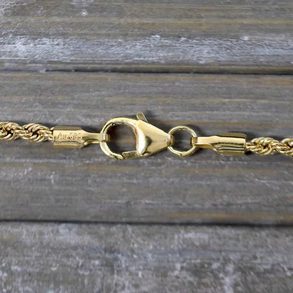 Goldkette als Kordelkette hohl in Gelbgold 585 / 14 Karat, 70 cm lang, 2,1 mm breit, Gewicht ca. 2,8 g.