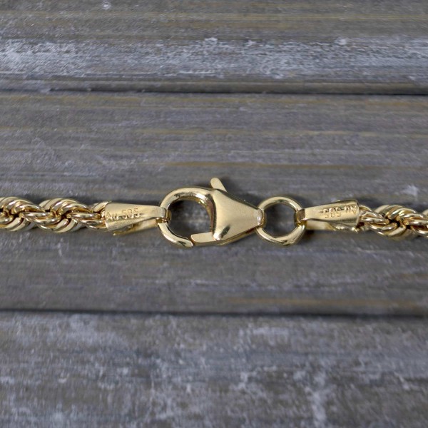 Goldkette als Kordelkette hohl in Gelbgold 585 / 14K, 45 cm lang, 2,7 mm breit, Gewicht ca. 4.8 g.