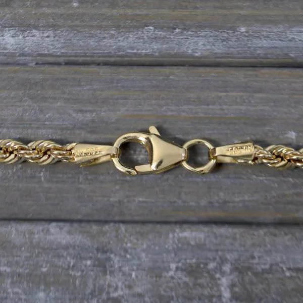 Goldkette als Kordelkette hohl in Gelbgold 585 / 14K, 45 cm lang, 2,7 mm breit, Gewicht ca. 4.8 g.