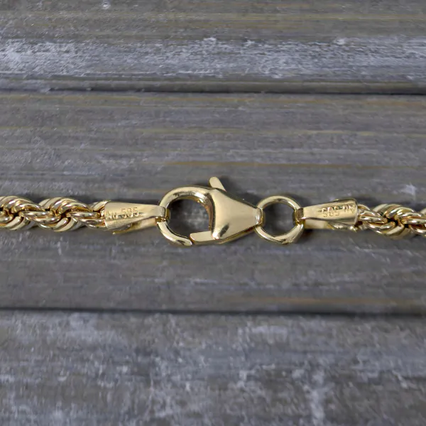 Goldkette als Kordelkette hohl in Gelbgold 585 / 14 Karat, 65 cm lang, 2.7 mm breit, Gewicht ca. 6,9 g.