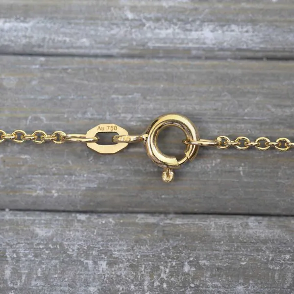 Goldkette als Ankerkette rund in Gelbgold 750 / 18K, 60 cm lang, 1,5 mm breit, Gewicht ca. 4.8 g.