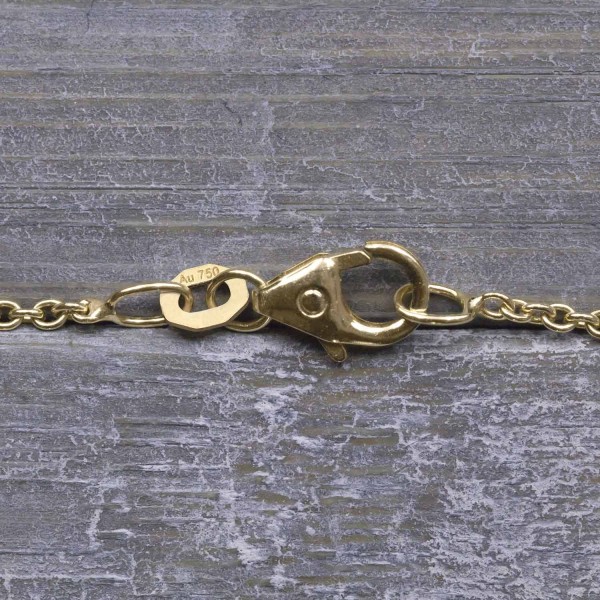 Goldkette als Ankerkette rund in Gelbgold 750 / 18K, 100 cm lang, 1,5 mm breit, Gewicht ca. 8 g.