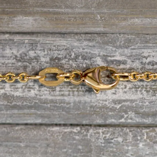 Goldkette als Ankerkette rund in Gelbgold 750 / 18K, 70 cm lang, 2 mm breit, Gewicht ca. 9.8 g.