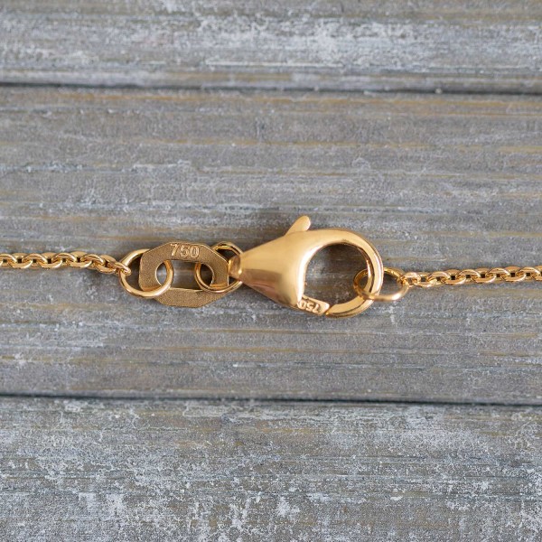 Goldkette als Ankerkette flach in Gelbgold 750 / 18K, 45 cm lang, 1.2 mm breit, Gewicht ca. 2.4 g.