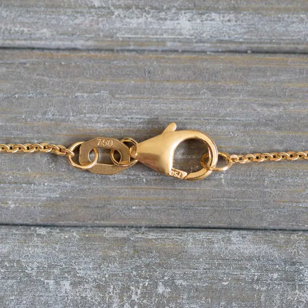 Goldkette als Ankerkette flach in Gelbgold 750 / 18K, 38 cm lang, 1.2 mm breit, Gewicht ca. 2 g.