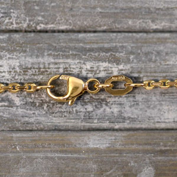 Goldkette als Ankerkette diamantiert in Gelbgold 750 / 18K, 40 cm lang, 1,7 mm breit, Gewicht ca. 4.7 g.