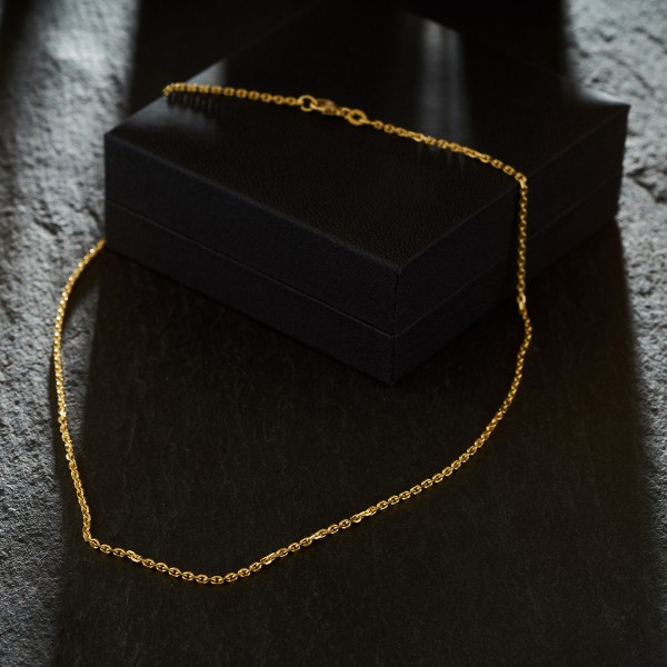 Goldkette als Ankerkette diamantiert in Gelbgold 750 / 18K, 45 cm lang, 1,9 mm breit, Gewicht ca. 7.9 g.