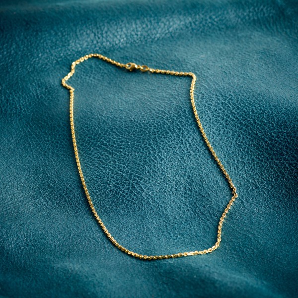 Goldkette als Ankerkette diamantiert in Gelbgold 585 / 14K, 50 cm lang, 1,9 mm breit, Gewicht ca. 7 g.