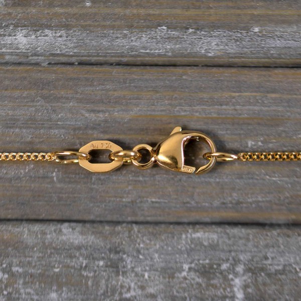 Goldkette als Panzerkette flach in Gelbgold 750 / 18K, 50 cm lang, 1,1 mm breit, Gewicht ca. 2.7 g.