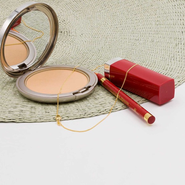 Goldkette als Panzerkette flach in Gelbgold 750 / 18K, 36 cm lang, 1,1 mm breit, Gewicht ca. 1.9 g.