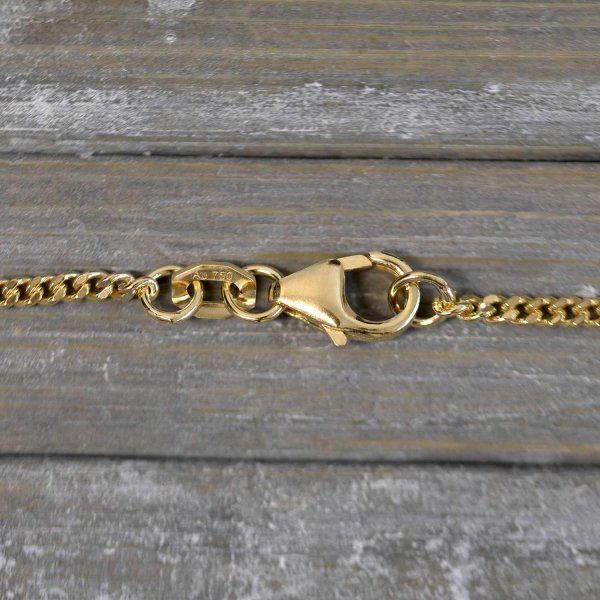 Goldkette als Panzerkette flach in Gelbgold 750 / 18K, 38 cm lang, 1,7 mm breit, Gewicht ca. 4.7 g.