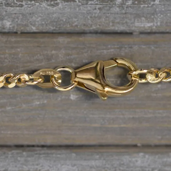 Goldkette als Panzerkette flach 1.1 Höhe in Gelbgold 750 / 18K, 80 cm lang, 2,4 mm breit, Gewicht ca. 18.1 g.