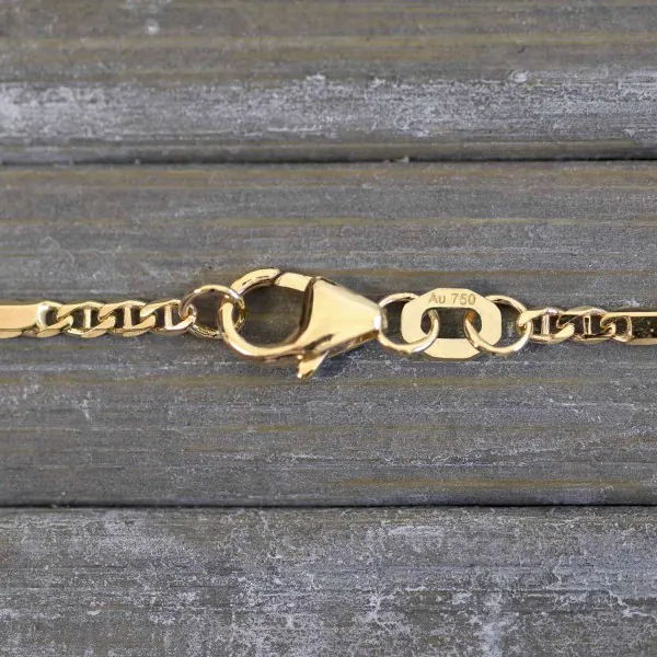 Goldkette als Panzerstegkette in Gelbgold 750 / 18K, 45 cm lang, 1,9 mm breit, Gewicht ca. 5.2 g.