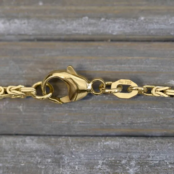 Armband als Königskette in Gelbgold 750 / 18K, 21 cm lang, 1,8 mm breit, Gewicht ca. 6.2 g.