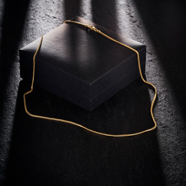 Goldkette als Bingokette in Gelbgold 750 / 18K, 55 cm lang, 1,3 mm breit, Gewicht ca. 6.9 g.