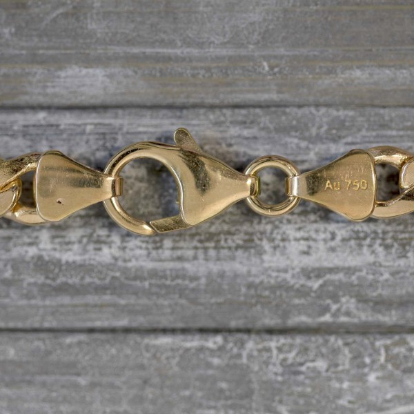 Goldkette als Figarokette hohl Bicolor 750 / 18K, 45 cm lang, 5,7 mm breit, Gewicht ca. 13.2 g.