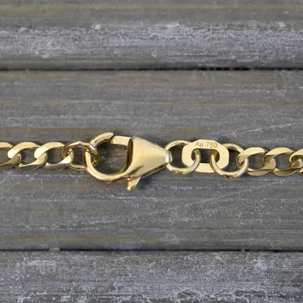 Goldkette als Panzerkette weit in Gelbgold 585 / 14K, 45 cm lang, 2,6 mm breit, Gewicht ca. 3.8 g.