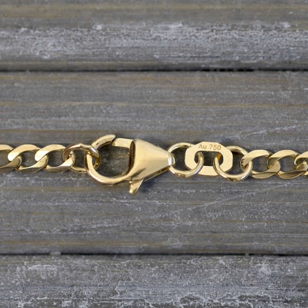 Goldkette als Panzerkette weit in Gelbgold 585 / 14K, 50 cm lang, 2,6 mm breit, Gewicht ca. 4.2 g.