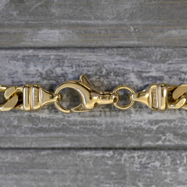 Armband als Figarokette diamantiert in Gelbgold 750 / 18K, 17 cm lang, 4,3 mm breit, Gewicht ca. 9.6 g.