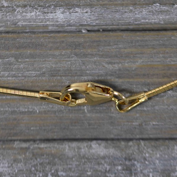 Goldkette als Tondakette in Gelbgold 750 / 18K, 40 cm lang, 1 mm breit, Gewicht ca. 4.9 g.