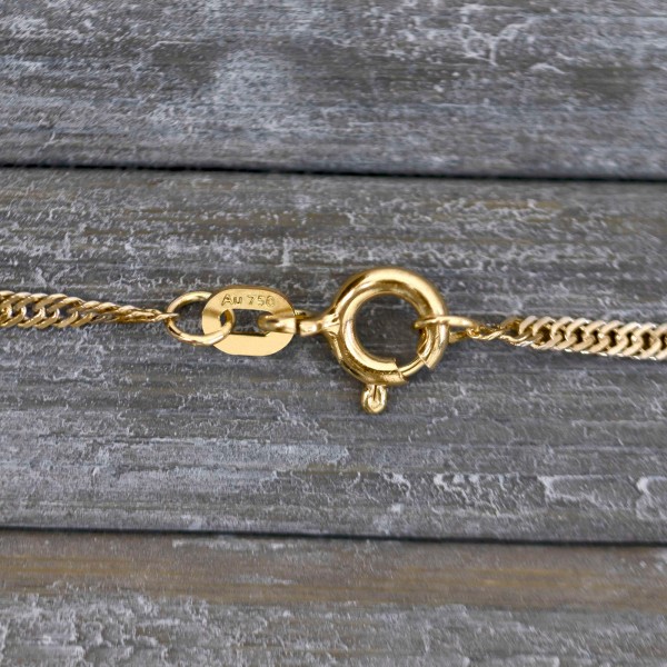Goldkette als Singapurkette in Gelbgold 750 / 18 Karat, 40 cm lang, 1.4 mm breit, Gewicht ca. 1.8 g.