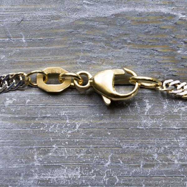 Armband als Singapurkette in Bicolor Gelbgold / Weißgold 750 / 18K, 19 cm lang, 2,4 mm breit, Gewicht ca. 2.6 g.