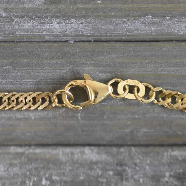 Goldkette als Singapurkette in Bicolor Gelbgold / Weißgold 750 / 18K, 42 cm lang, 2,9 mm breit, Gewicht ca. 7.3 g.
