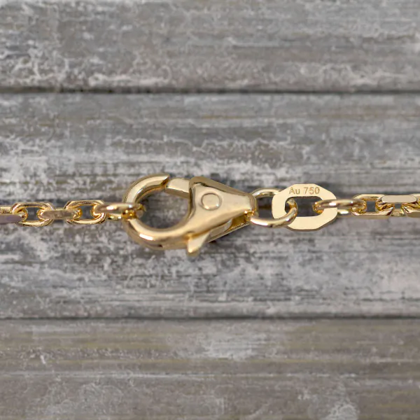 Armband als Ankerkette diamantiert in Gelbgold 750 / 18K, 23 cm lang, 1,8 mm breit, Gewicht ca. 5.2 g.