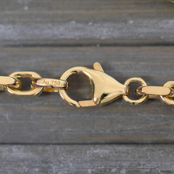 Armband als Ankerkette diamantiert in Gelbgold 750 / 18K, 16 cm lang, 3,8 mm breit, Gewicht ca. 14.5 g.