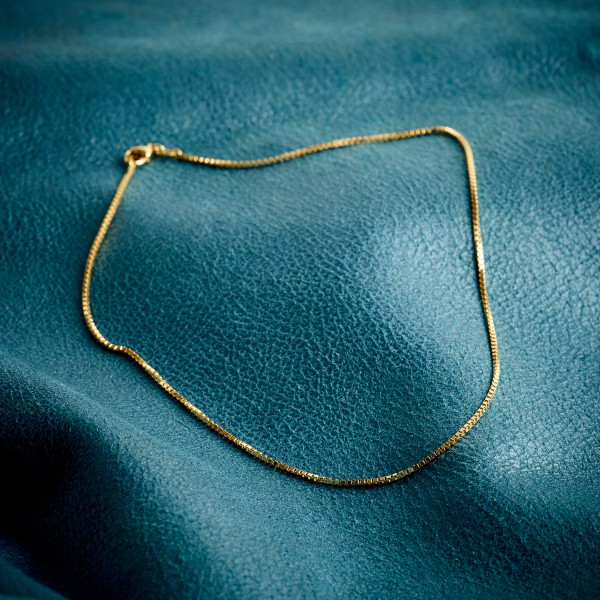 Goldkette als Venezianerkette in Gelbgold 585 / 14K, 36 cm lang, 1,4 mm breit, Gewicht ca. 5.4 g.
