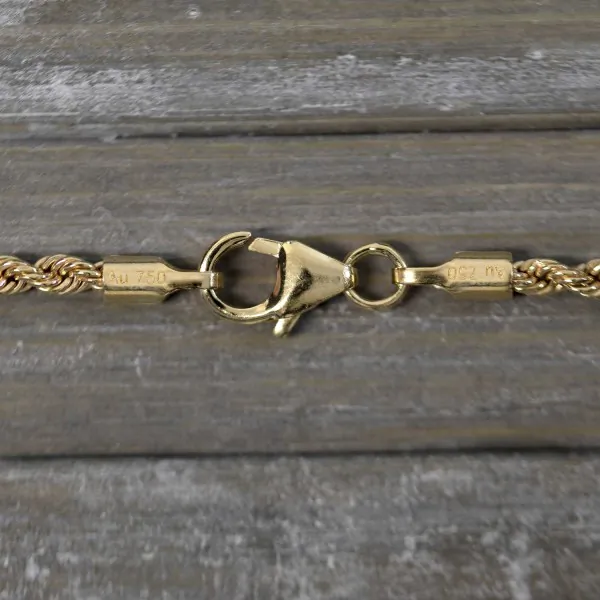 Goldkette als Kordelkette hohl in Gelbgold 750 / 18K, 45 cm lang, 2,1 mm breit, Gewicht ca. 3.4 g.