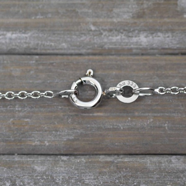 Goldkette als Ankerkette rund Weißgold 333 / 8K, 40 cm lang, 1,5 mm breit, Gewicht ca. 2.5 g.