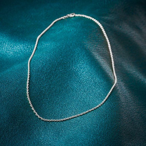 Goldkette als Ankerkette rund Weißgold 585 / 14K, 60 cm lang, 2 mm breit, Gewicht ca. 8.1 g.