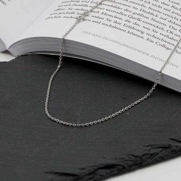 Goldkette als Ankerkette diamantiert in Weißgold 585 / 14K, 42 cm lang, 1,7 mm breit, Gewicht ca. 4.5 g.