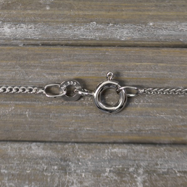 Goldkette als Panzerkette flach in Weißgold 333 / 8K, 80 cm lang, 1,4 mm breit, Gewicht ca. 4.8 g.