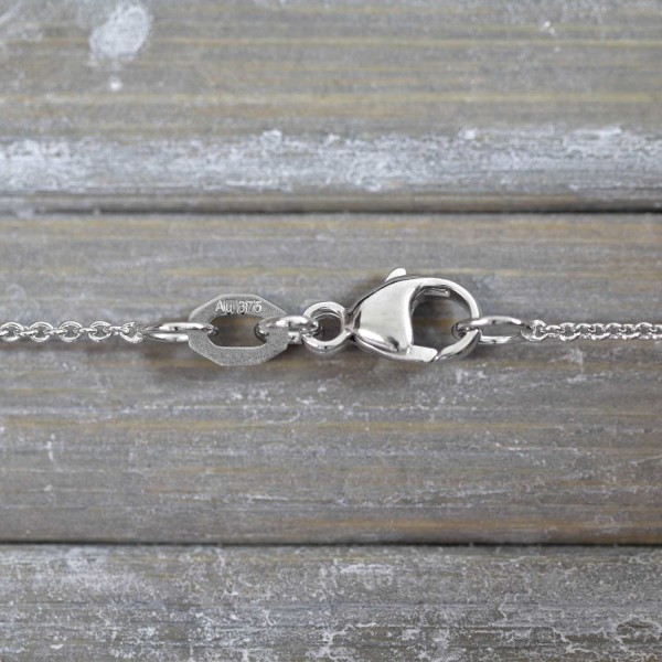 Goldkette als Ankerkette rund Weißgold 375 / 9K, 42 cm lang, 1,1 mm breit, Gewicht ca. 1.9 g.