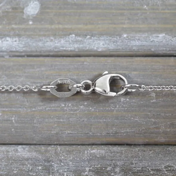 Goldkette als Ankerkette rund Weißgold 375 / 9K, 45 cm lang, 1,1 mm breit, Gewicht ca. 2 g.