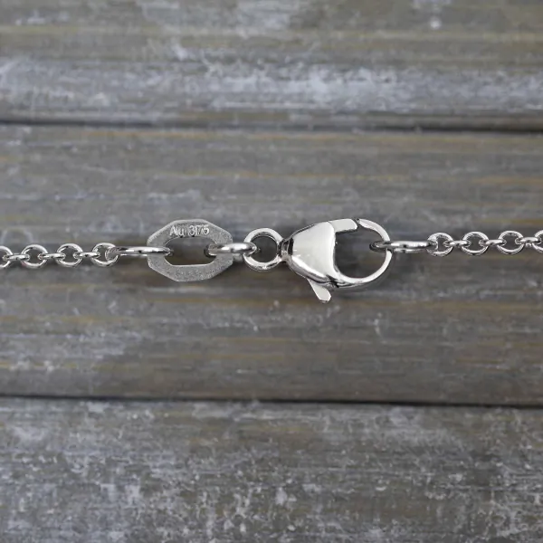 Goldkette als Ankerkette rund in Weißgold 375 / 9K, 40 cm lang, 1,5 mm breit, Gewicht ca. 2.7 g.