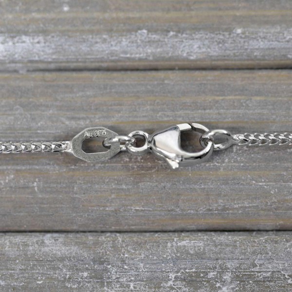 Goldkette als Bingokette in Weißgold 375 / 9K, 45 cm lang, 1,1 mm breit, Gewicht ca. 3.3 g.