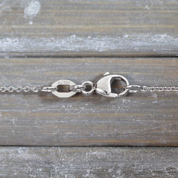 Goldkette als Ankerkette rund in Weißgold 750 / 18K, 38 cm lang, 1,1 mm breit, Gewicht ca. 2.2 g.