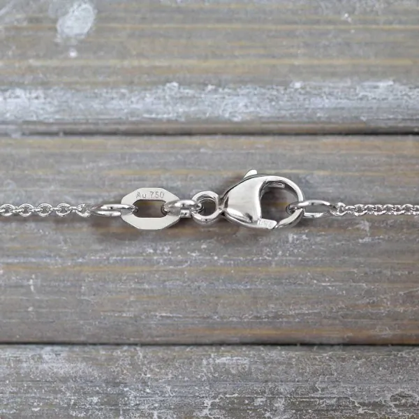 Goldkette als Ankerkette rund Weißgold 750 / 18K, 42 cm lang, 1,1 mm breit, Gewicht ca. 2.4 g.