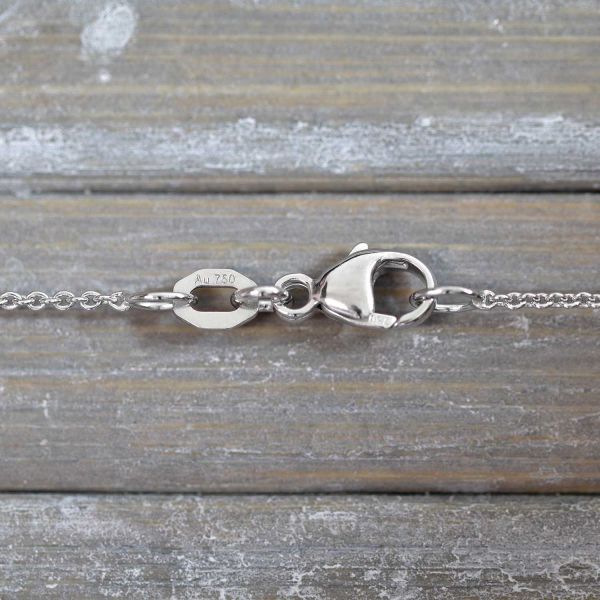 Goldkette als Ankerkette rund Weißgold 750 / 18K, 45 cm lang, 1,1 mm breit, Gewicht ca. 2.5 g.
