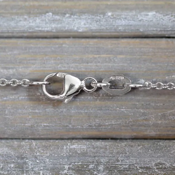Goldkette als Ankerkette rund Weißgold 750 / 18K, 50 cm lang, 1,3 mm breit, Gewicht ca. 3.7 g.