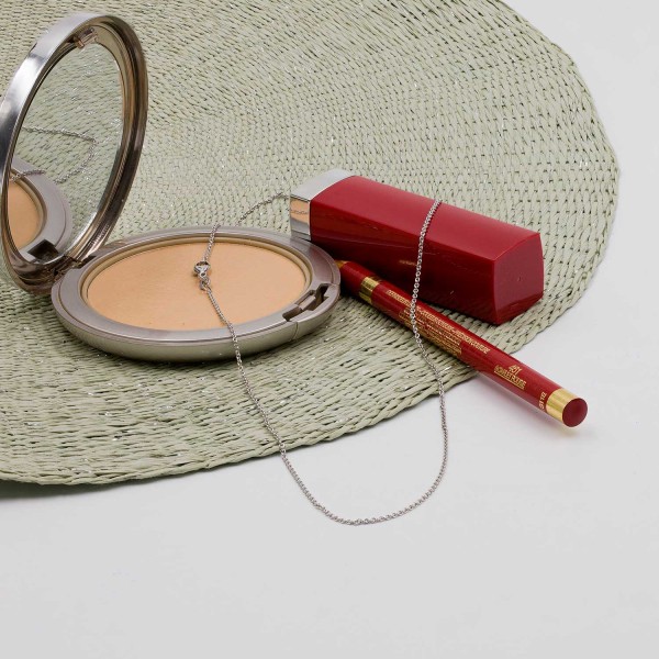 Goldkette als Ankerkette rund Weißgold 750 / 18K, 42 cm lang, 1,3 mm breit, Gewicht ca. 3.1 g.