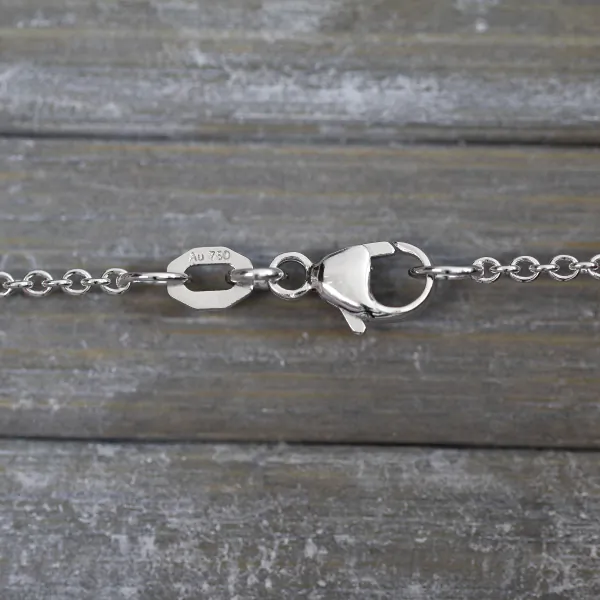 Goldkette als Ankerkette rund in Weißgold 750 / 18K, 75 cm lang, 1,5 mm breit, Gewicht ca. 6.2 g.