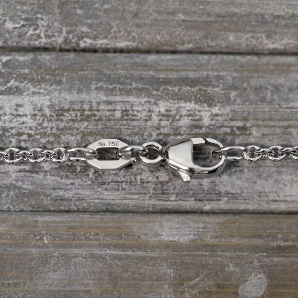 Goldkette als Ankerkette rund Weißgold 750 / 18K, 42 cm lang, 2 mm breit, Gewicht ca. 6.3 g.