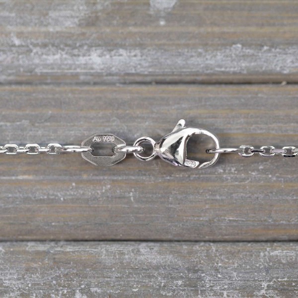 Goldkette als Ankerkette diamantiert in Weißgold 750 / 18K, 42 cm lang, 1,3 mm breit, Gewicht ca. 3.2 g.