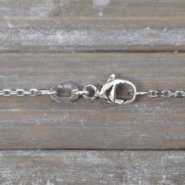 Goldkette als Ankerkette diamantiert in Weißgold 750 / 18K, 50 cm lang, 1,3 mm breit, Gewicht ca. 3.7 g.