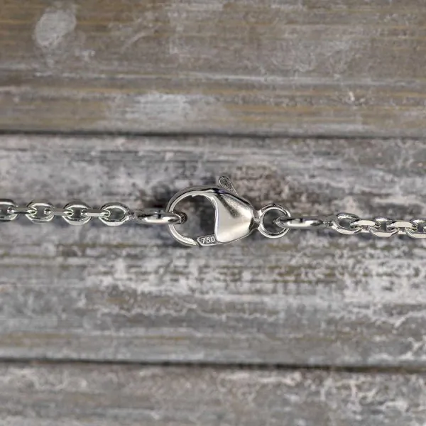 Goldkette als Ankerkette diamantiert in Weißgold 750 / 18K, 42 cm lang, 1,7 mm breit, Gewicht ca. 5.1 g.